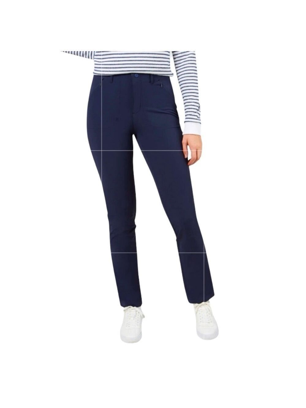 Fig Safari Kap Ankle Pant Sz 6 Navy Blue Stretch Active Slim 4 Way Stretch